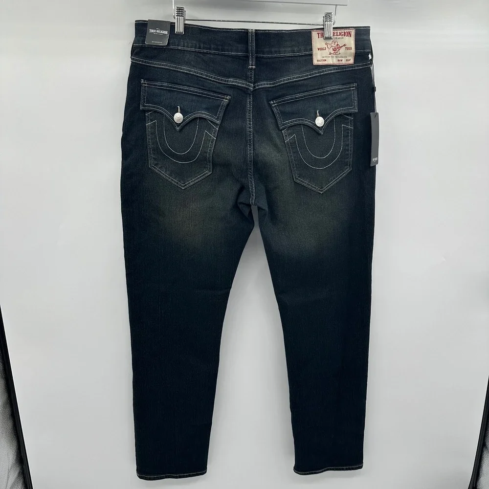 True Religion Geno Relaxed Slim Jeans Dark Eclipse Blue Wash 36x32 NWT 701141
